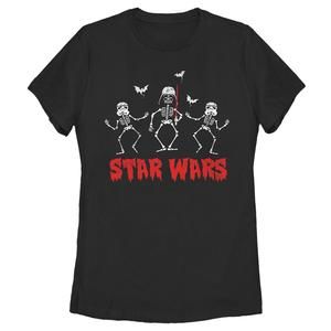 Womens Star Wars Halloween Vader Skeletons Tshirt